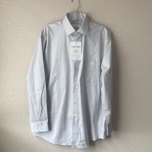 CALVIN KLEIN LONG SLEEVE BUTTON DOWN SHIRT/Large 16-16.5 36/37/ Grey and White